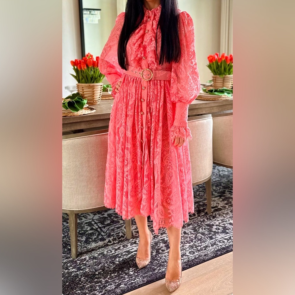 Zimmermann Coral Lace Dress